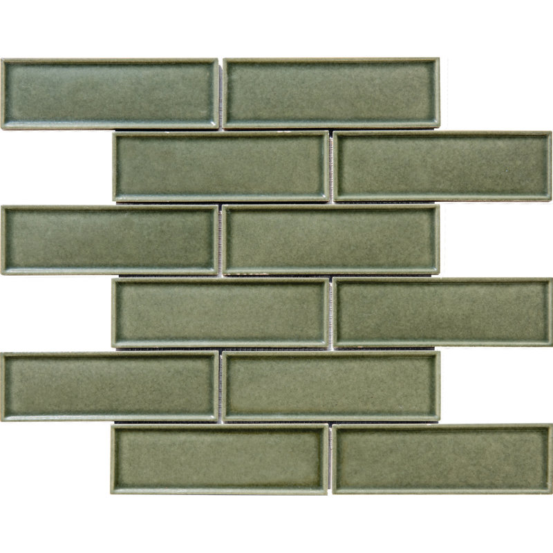 Porcelain Brick Joint Mosaic Pattern Tile, Green