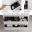 Meuble-lavabo mural 36 po avec lavabo, meuble de rangement flottant avec comptoir en résine de pierre et tiroirs à fermeture en douceur, blanc brillant entièrement assemblé-136144419