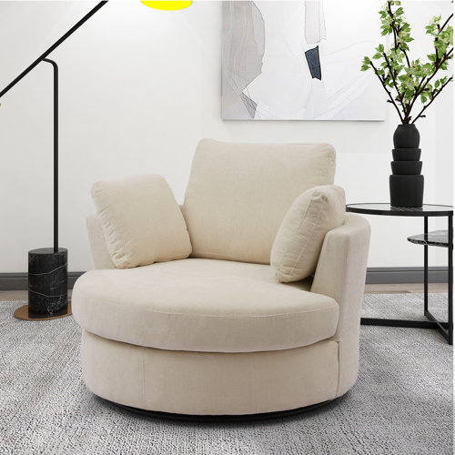 Latitude Run® Upholstered Swivel Barrel Chair & Reviews | Wayfair