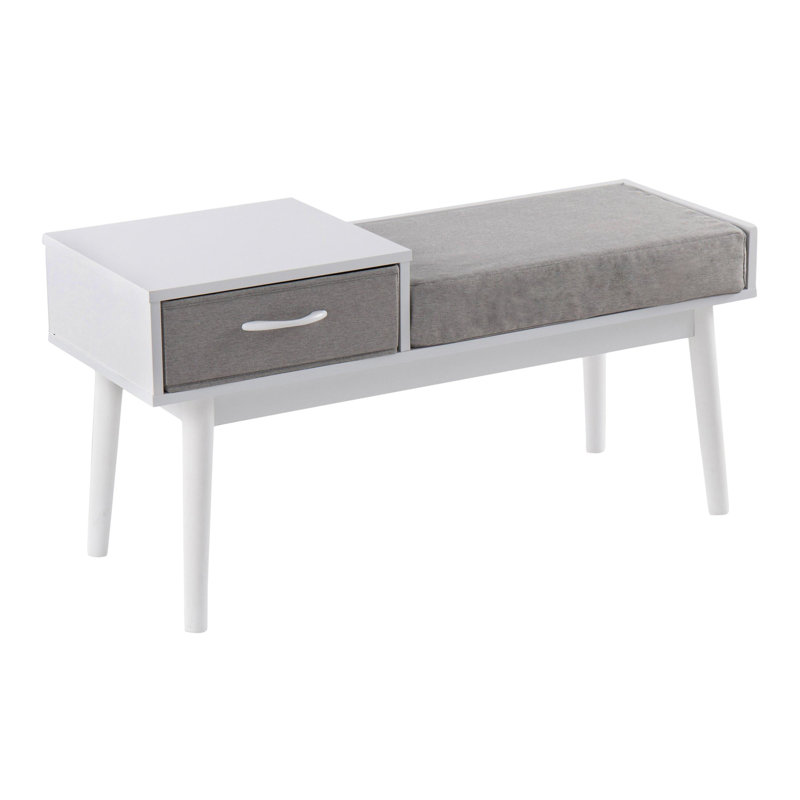 Banc de rangement rembourré avec tiroir Himmel, Blanc