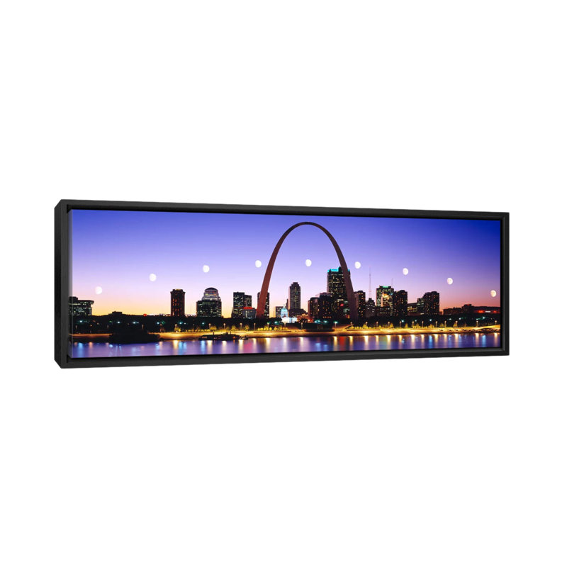 «Skyline St Louis Missouri», reproduction de photo sur toile, H 24 po x l 72 po x P 1,5 po, Toile avec cadre noir