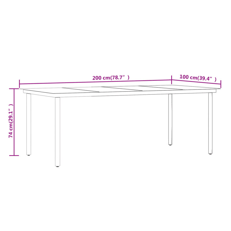 Minooka 6 - Person Patio Dining Set Rectangular Table, 74cm H x 140cm W x 70cm D, Grey