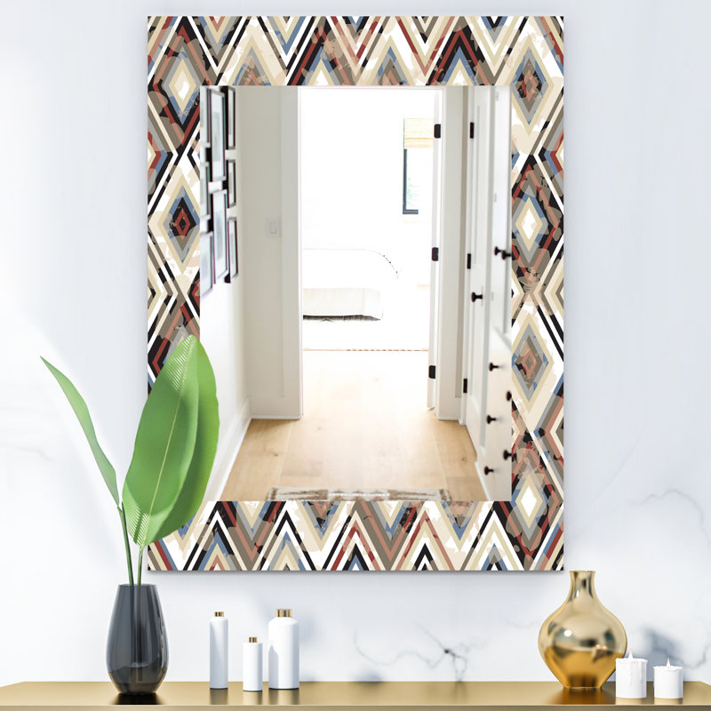 Miroir mural à losanges rétro, H 32 po x l 24 po
