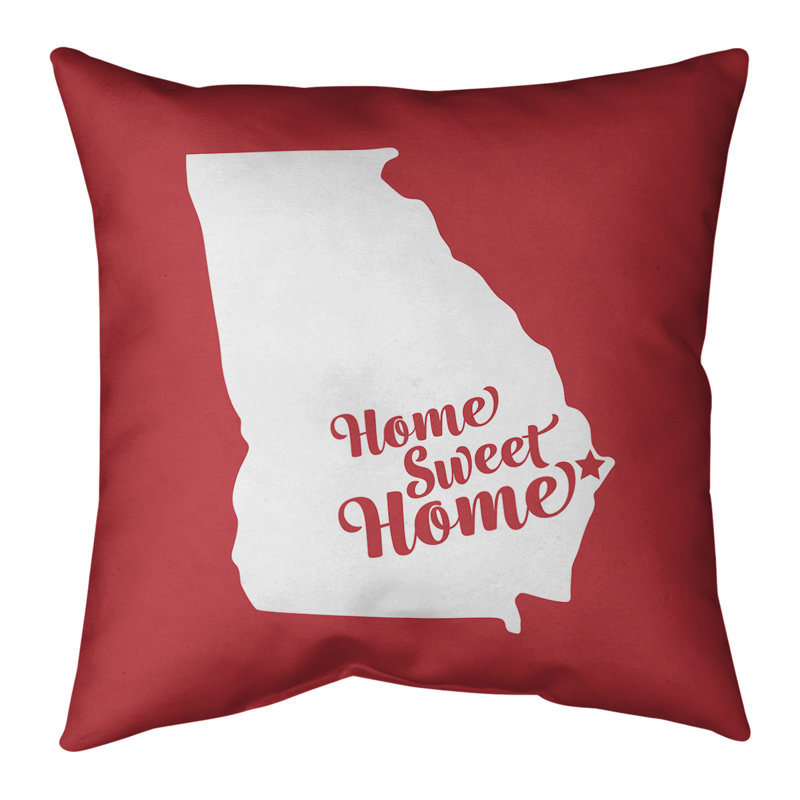 Cotton Blend Reversible Throw Pillow, 20" x 20", Red, Savannah
