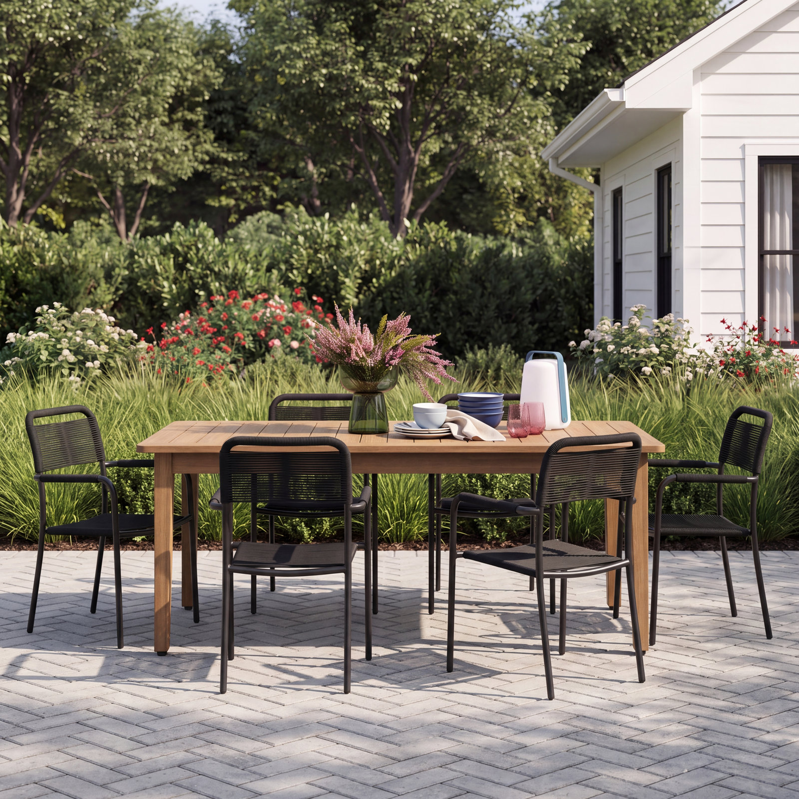 Anautica 85" Eucalyptus Patio Dining Set