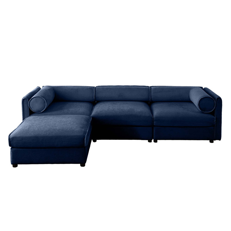 Canapé en tissu confortable avec rangement dissimulé et conception ergonomique pour le salon, 3, Chenille bleu