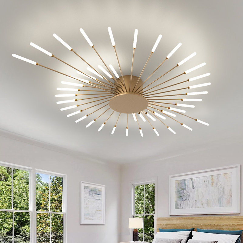 HanranhanModern LED Ceiling Light,42-Light Heads Flower Shape Ceiling Lights,Living Room Light Fixtures, Metal Black