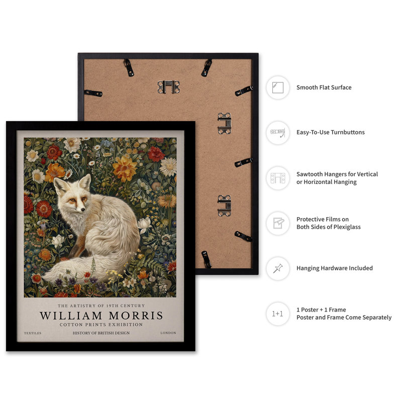 William Morris - Renard blanc, Black Framed, Poster, 11"H x 14"W