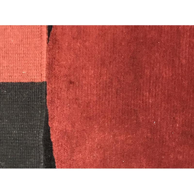 Hand-Knotted High-Quality Red and Black Area Rug
