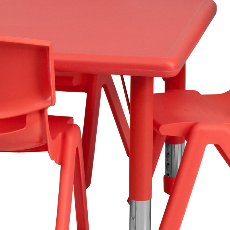 Ensemble de table d'activité rectangulaire avec chaises en plastique pour enfants de 7 pièces Goddard, Rouge