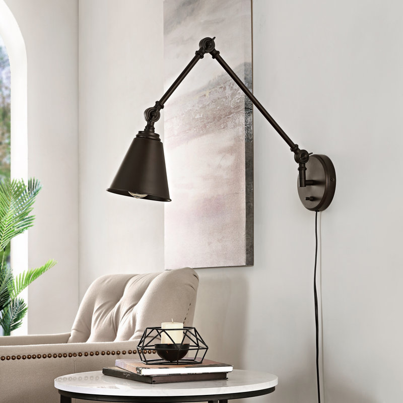 Lampe murale avec bras pivotant à 1 lumière Navilas, Bronze frotté à l'huile