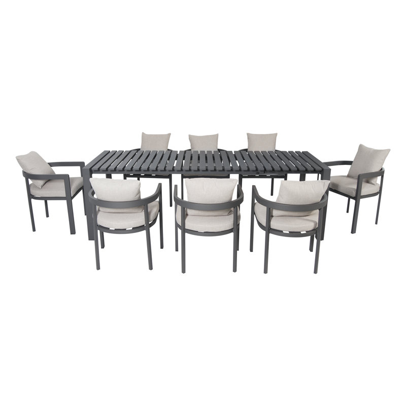 Windcrest Rectangular 4 - Person 93.3" Long Dining Set with Cushions, Beige