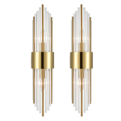 Gold Crystal Flush Mount Sconces (Set Of 2)