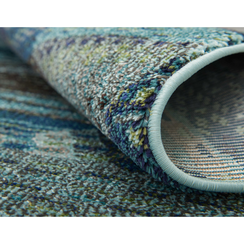 Tapis bleu Albro Southwestern, Rond 6 pi 1 po