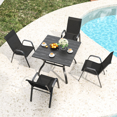 4 Outdoor Chairs With High Capacity, Lumbar Comfort And Rustproof Metal For Patio Banquet Floors Dining Chair Of Featuring Ergonomic Design, Stable Le
