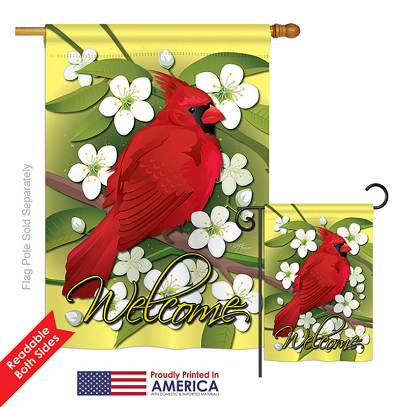 Polyester à 2 côtés Cardinal Friends Birds 40 x 28 po