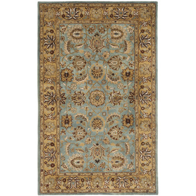 Tapis bleu / doré en laine touffeté à la main Cardwell