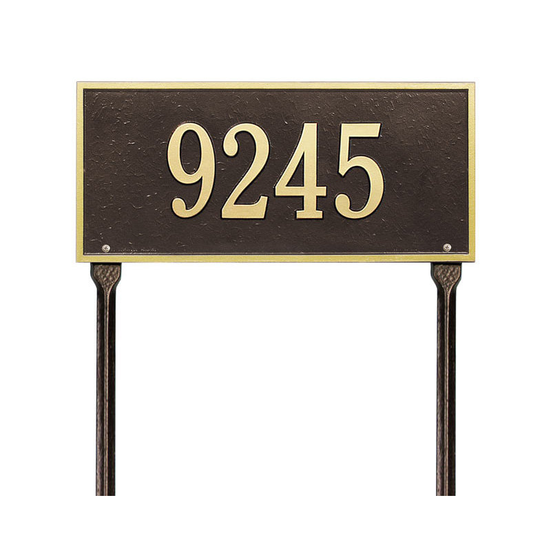 Panneau d'adresse de pelouse sur 1 ligne Hartford, Bronze et doré, Oui