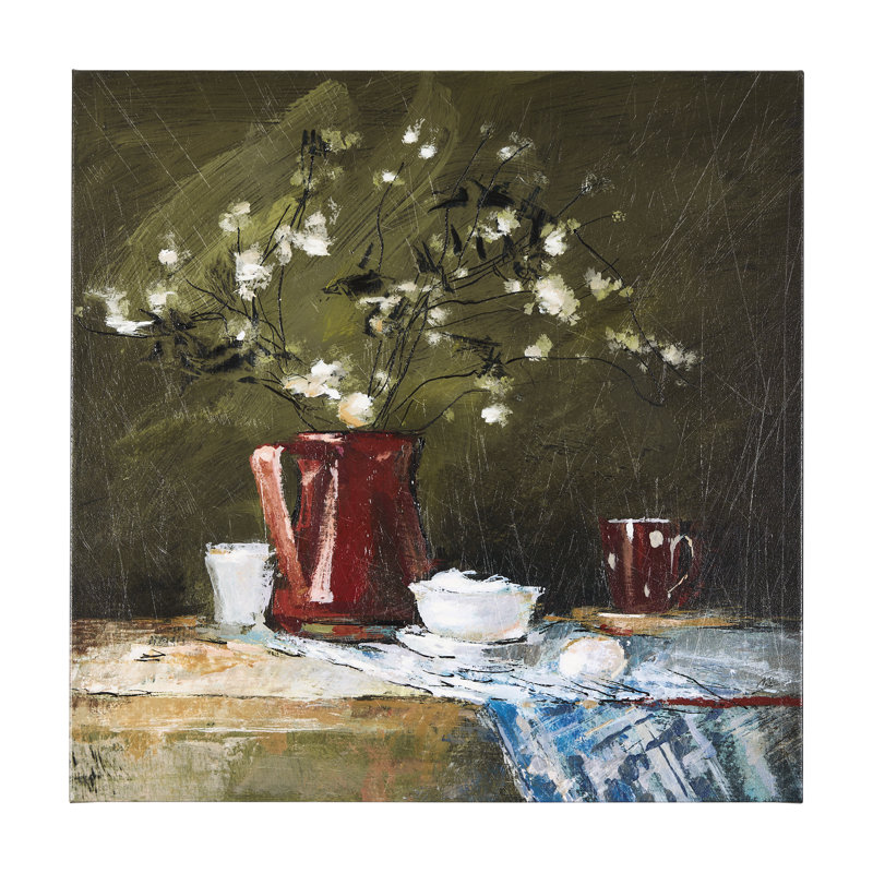 Nature morte avec toile décorée à la main, H 30 po x l 30 po x P 1,5 po