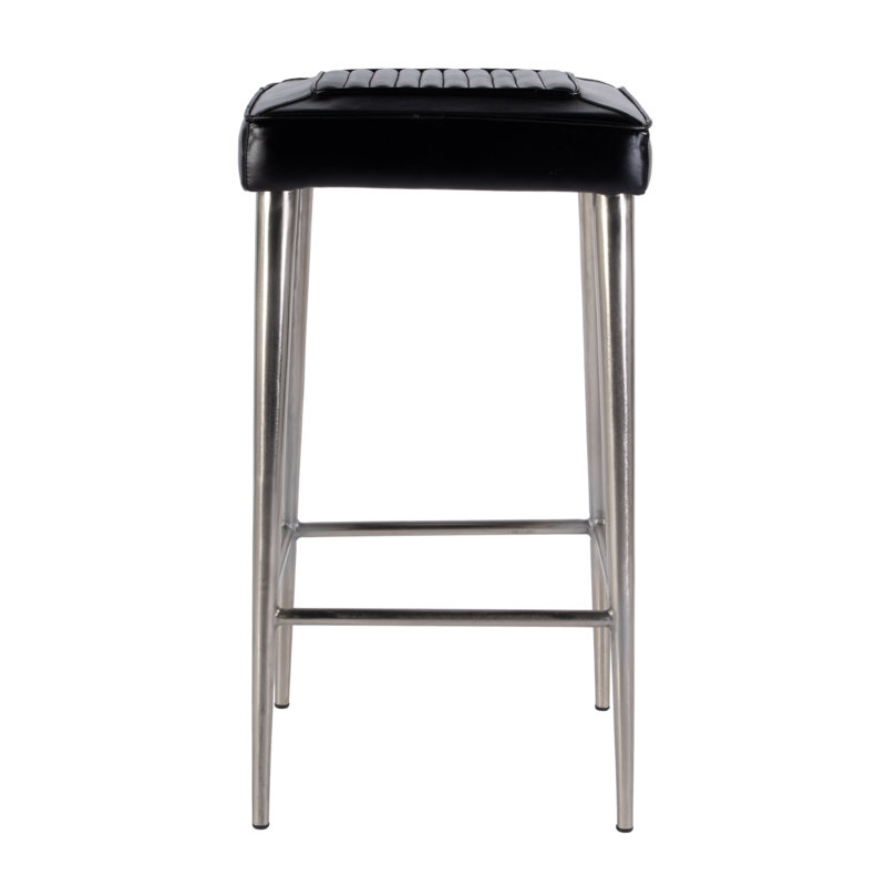 Tabouret de bar rembourré Schlemmer, Noir / argenté