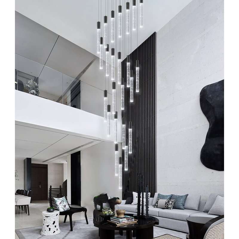 Lustre en cristal, Noir, 24, H 157 po x l 23,6 po x P 23,6 po