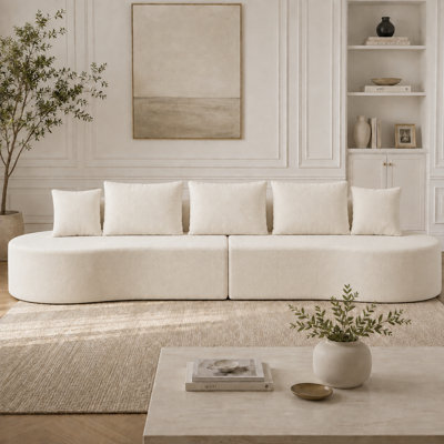Canapé modulaire incurvé moderne de 138,6 pouces, canapé 2 pièces en forme de L avec mousse à haute densité compressée, canapé en tissu faisant face à la gauche ou à la droite pour le salon, le salon et le bureau personnel