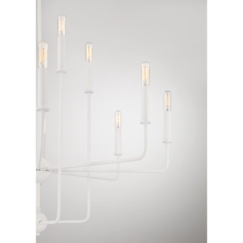 Treyvion 12 - Light Dimmable Linear Chandelier in White, White