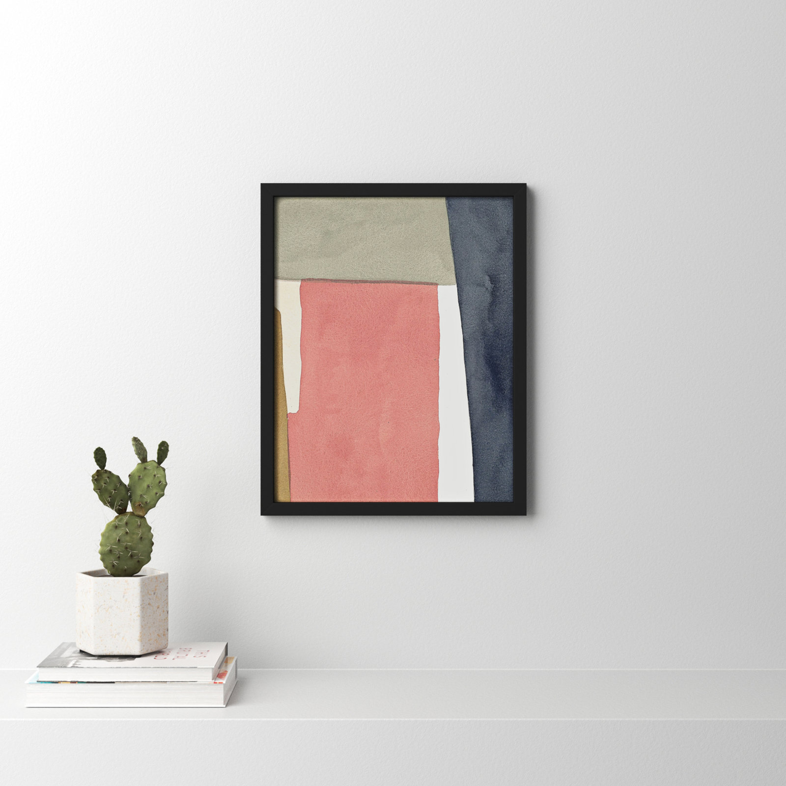 Warm Pink And Indigo by Julia Balfour, Black Framed Paper, 25" H x 20" W x 1.25" D