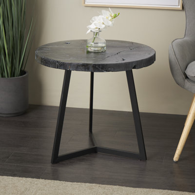 Table d'appoint géométrique en bois de teck Cole et Grey