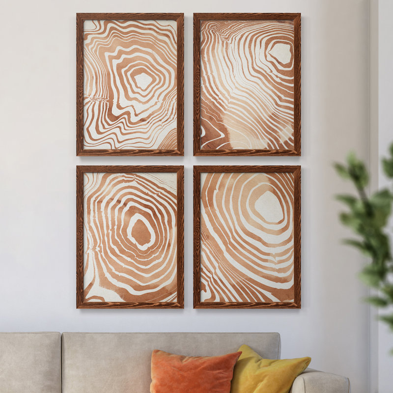 Toile encadrée de qualité supérieure «Wood Grain Suminagashi I» - prête à être accrochée, Érable