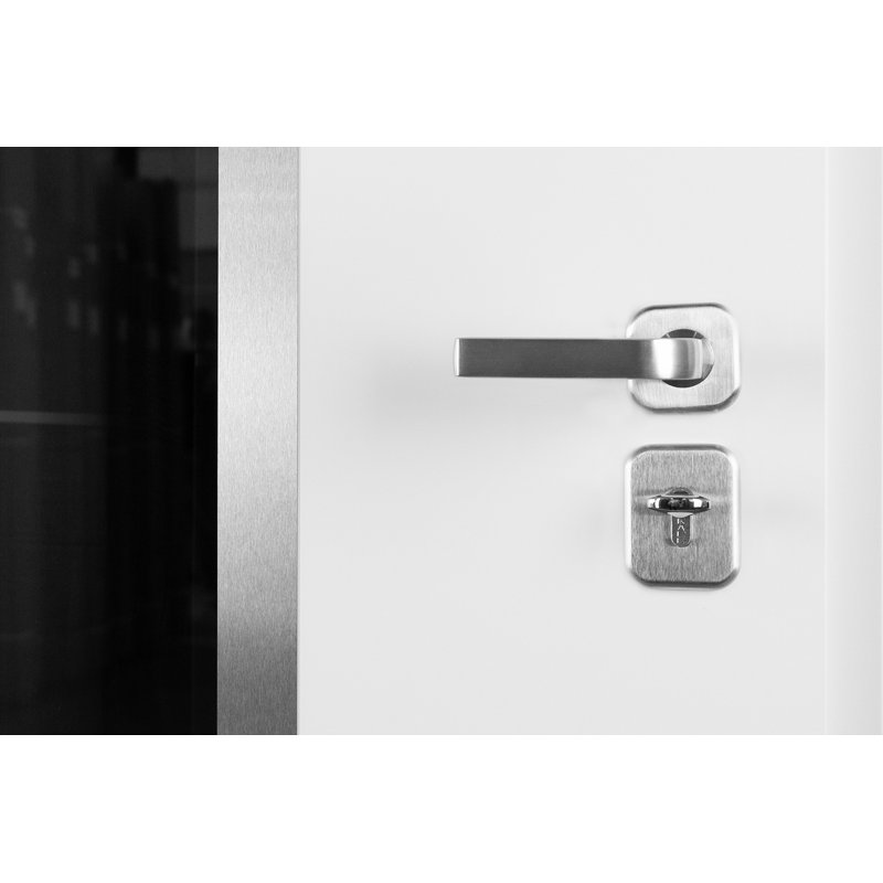 Porte d'entrée moderne en acier 36 po x 80 po Inox, Blanc, S'ouvre à gauche vers l'intérieur