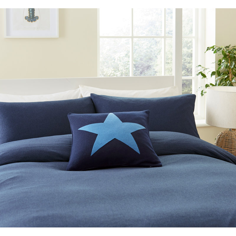 Jersey Cotton Duvet Cover Set, King Size Duvet Cover + 2 Pillowcases, Blue