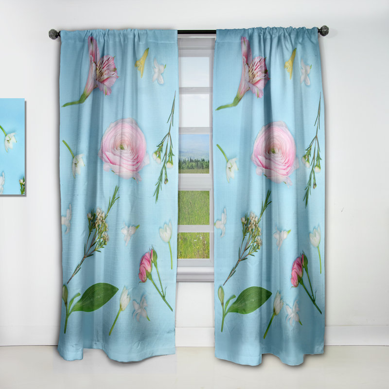 Fresh Beautiful Blooming Rose - Floral Abstract Blackout Curtain Single Panel, 52" W x 108" L
