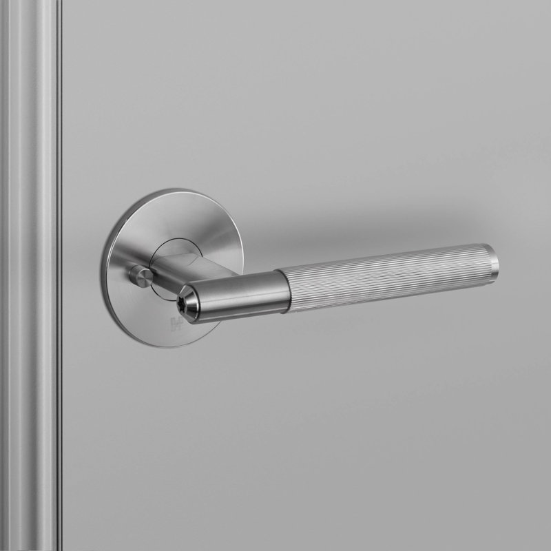Round Privacy (Bed & Bath) Door Lever with Round Rosette, Steel