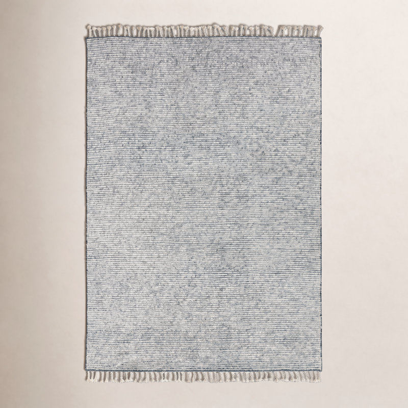 Hereford Hand Knotted Wool Striped Area Rug in Gray