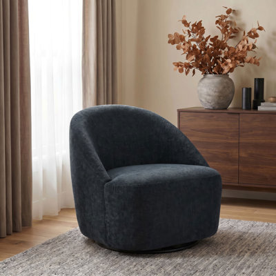 Leon Chenille Upholstered Swivel Accent Chair Beige