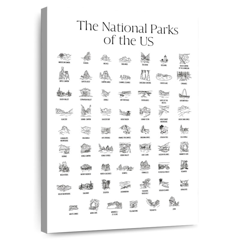 Carte des parcs nationaux américains Alvord, H 51 po x l 34 po
