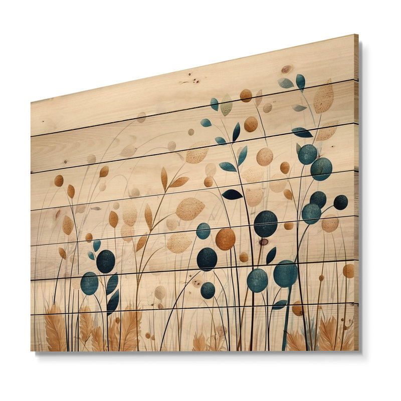 Murmures de printemps dans les prairies minimalistes II - Botanicals, art mural sur bois de pin naturel, H 30 po x l 40 po
