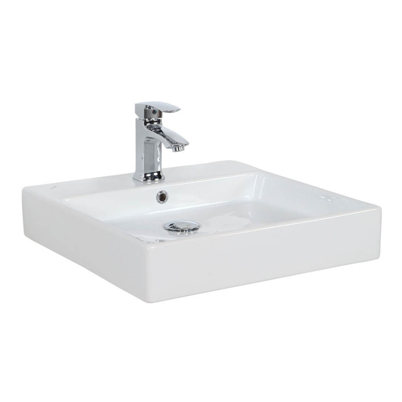 Simple 19.7'' L Bathroom Sink, Single Hole, Glossy White