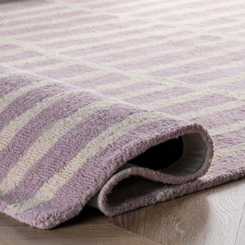 Rose/gris en laine Touffeté à la main Latrell Tapis décoratif, Rectangle 6 pi x 9 pi