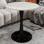 Table d'appoint ronde en marbre avec base piédestal conique, idéale pour le salon, design minimaliste moderne-1861069133-1861069131