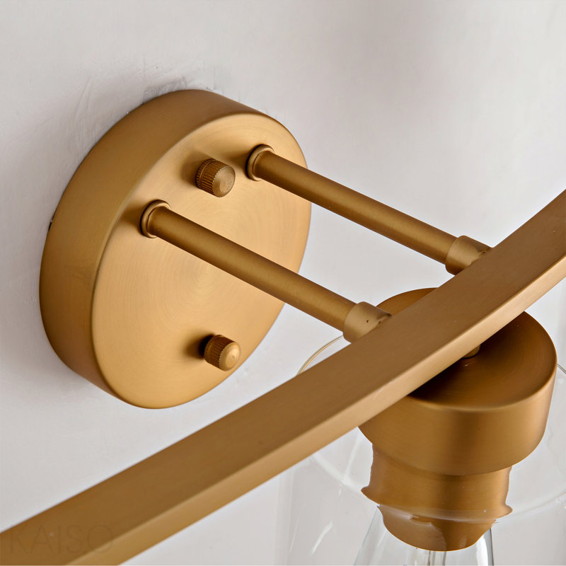 Éclairage pour meuble-lavabo à 3 lumières en or brossé, luminaires de salle de bain modernes E26 avec abat-jour en verre transparent, lampes murales pour miroir, armoires de couloir, appliques de salon