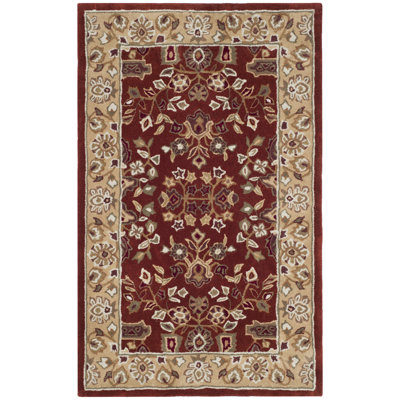 Halleh Floral Hand Hooked Area Rug in Brown/Red