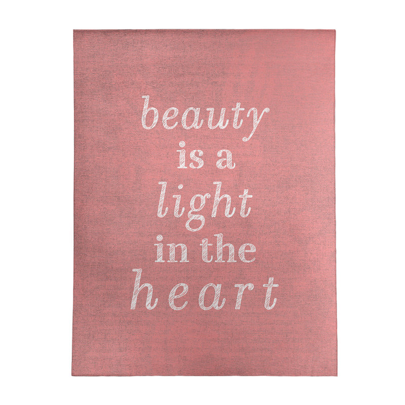 Tapis en poly-chenille à citation manuscrite beauté, Rectangle 5 pi x 7 pi
