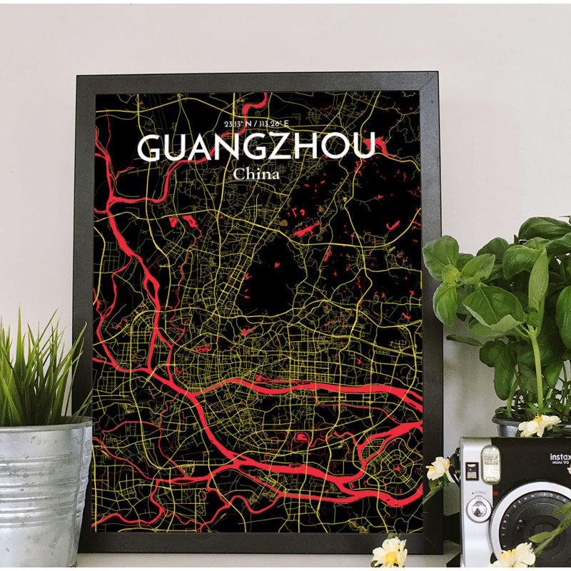 Guangzhou City Map - No Frame Print, 43.2cm H x 27.9cm W x 0.13cm D