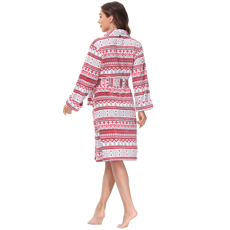 Cranberry XL Microfiber Polyester Plush Bathrobe