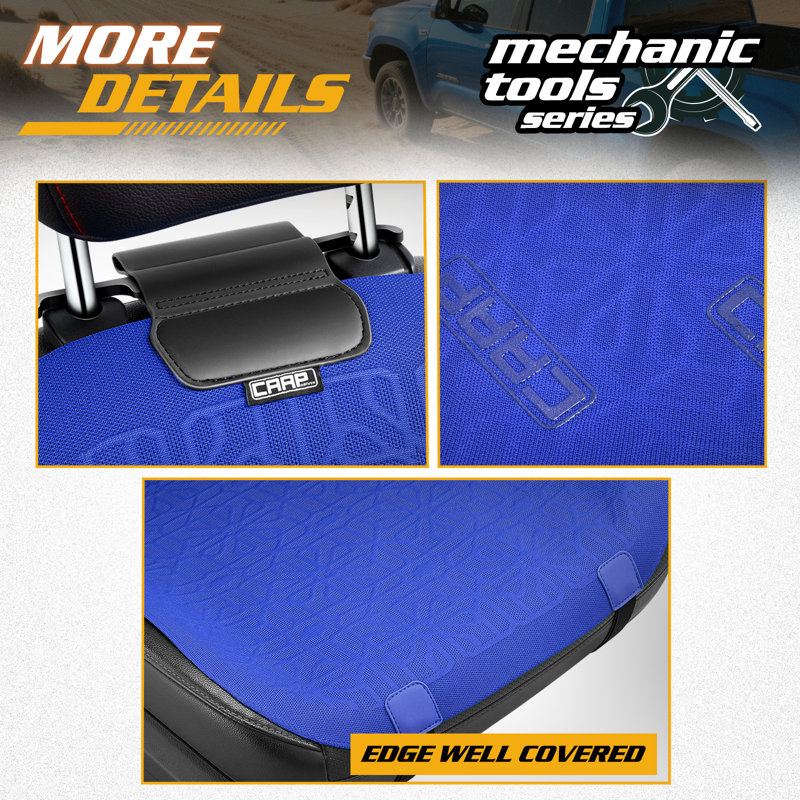 Front Row Seat Covers Universal Waterproof Polyester For Cars Suvs Trucks Airbag Compatibility​​, Blue
