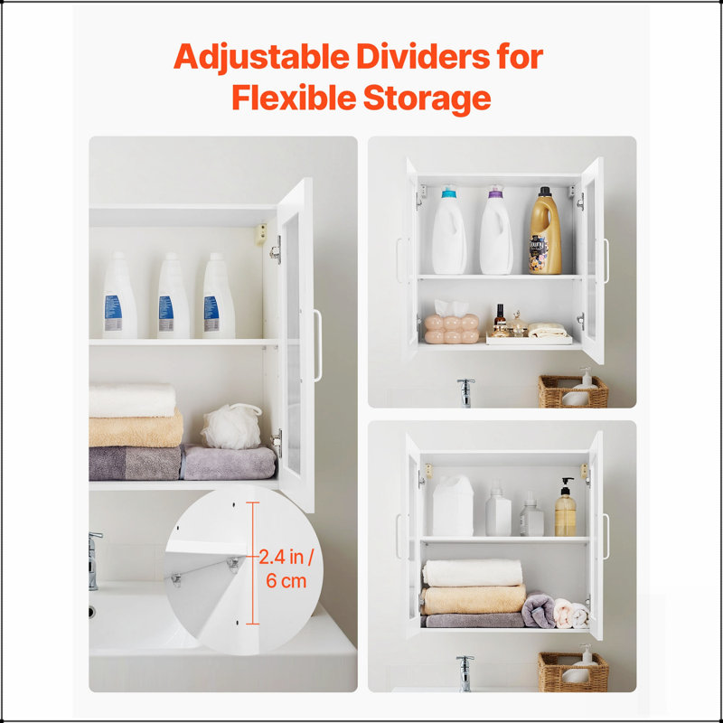 Armoire de buanderie murale à 2 niveaux avec tablette réglable et 4 portes, solution de rangement peu encombrante pour la cuisine, la salle de bain et la buanderie