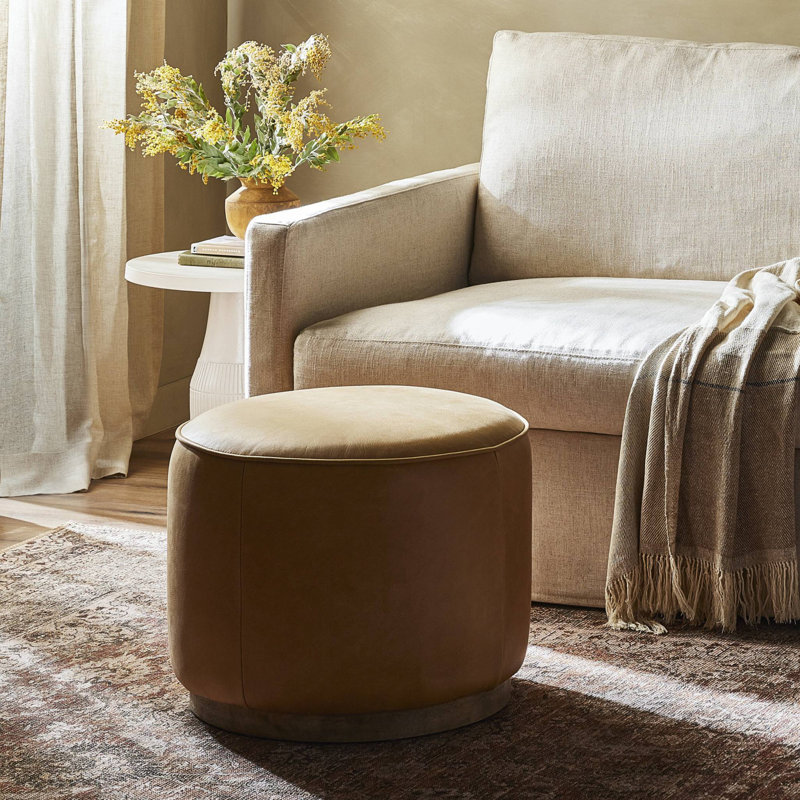 Sinclair Round Ottoman,  Maestro Cigar, Sienna Brown