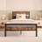 Platform Bed Frame with Rustic Vintage Wood Headboard, Strong Metal Slats Support, No Box Spring Needed-363797094